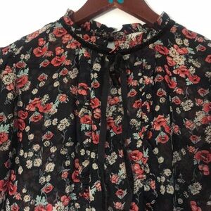 Sheer floral black top